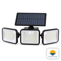 Lampe murale solaire pour patio et jardin, à panneau plat, 3 têtes, 400LM, 180 LED, capteur PIR, contrôle de la lumière, IP65, étanche, ABS, montage mural