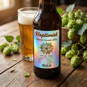 Etiquetas de Cerveza Artesanal Ecológicas Reciclables con Recubrimiento de Película Holográfica Arcoíris Personalizadas, Laminado Holográfico Transparente para <span class=keywords><strong>IPA</strong></span> y Stout - Product Image 4