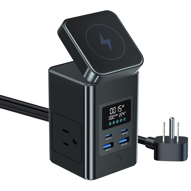 Digital Display European 2USB 2TYPE-C Wall Adapter Universal Plug Fast Charging Magnetic USB C for Laptop 65W Travel Friendly
