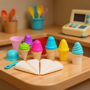 Ensemble de jeu de magasin de desserts et de crèmes glacées pour enfants, jeu de rôle de cuisine, emballé en filet - Product Image 3
