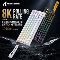 Clavier mécanique Attack Shark X68HE RGB rétroéclairé pour gaming, 66 touches, déclenchement rapide, interrupteurs magnétiques à faible latence, Snap Tap, effet Hall