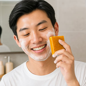 Jabón de cúrcuma natural hecho a mano, Ácido Kójico vegano de barra de jabón para uso corporal de jengibre, blanqueamiento de hierbas, eliminador de manchas oscuras, antiacné - Product Image 1