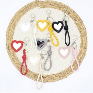 Wholesale Portable Colorful Mirror Bag Pendant Customizable Fashion Bag <b>Charm</b> <b>Keyring</b> Cute Heart PU Leather Mirror Keychain - Product Image 1