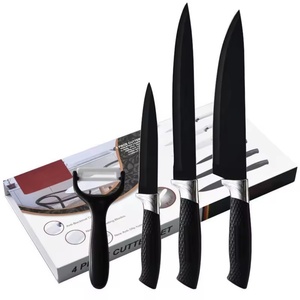 Offre Spéciale : Ensemble de 4 Couteaux de Chef en Acier Inoxydable Noir Antiadhésif, Éplucheur, Outils de Cuisine, Couteau à Fruits, Ensemble de Couteaux de Cuisine - Product Image 1