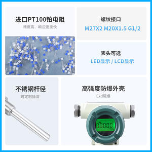 Transmisor de Temperatura Digital a Prueba de Explosiones PCT401, -40 a 600°C, 4-20mA, Sensor de Inserción Roscado - Product Image 5