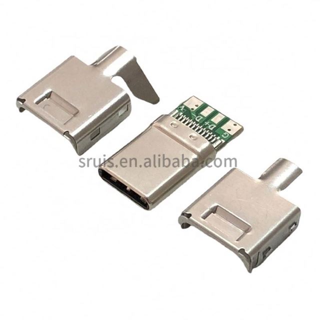 5A 30V Cable Fast Charging DIY Plug Male Solder Plug Connector Attached PCB Board metal housings USB 3.1 Type C USB C Type-C