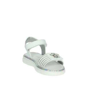 Asso Girls' <b>Sandal</b> AG-17230 White Silver Flat <b>Sandals</b> With Rhinestone Decor And Adjustable Strap - Product Image 5