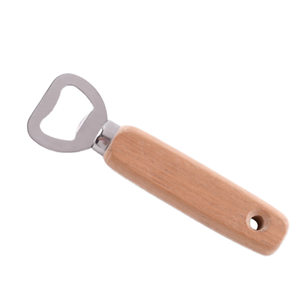 Ouvre-bouteille de bière en acier inoxydable avec manche en bois vierge, moderne et durable, vente en gros personnalisée - Product Image 1