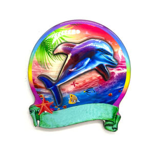 Logo personnalisé bois Bali <span class=keywords><strong>coucher</strong></span> de soleil dauphin Lovina plage Souvenir aimant de réfrigérateur - Product Image 1
