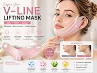 Patchs liftants en V pour le remodelage et l'amincissement du visage, fabriqués en tissu élastique et en hydrogel, personnalisables.