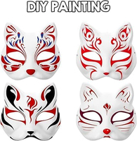 Lot de 5 masques de renard en papier mâché vierges à faire soi-même, masque animalier blanc pour Halloween 2026, cosplay, théâtre et projets artistiques