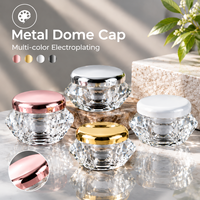 Pot à crème pour les yeux personnalisé en acrylique transparent à double paroi avec couvercle métallique 5g 10g 15g 20g 30g