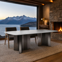 Ensemble de table à manger carrée en marbre blanc 6 places avec chaises pour la maison, la cuisine et la salle à manger