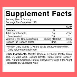 Gummies de Vitamine D3 les plus vendues avec Vitamine D Sodium, Gummies Alimentaires Naturels à Base de Plantes, Soutient la Santé des Os, des Dents, des Muscles et du Système Immunitaire - Product Image 3
