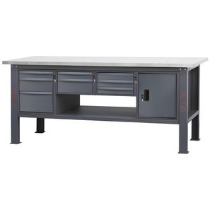 Beta C58BC-X 8CA/A 210cm établi anthracite avec plateau en acier inoxydable, 8 tiroirs et armoire - Product Image 1