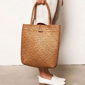 Sac fourre-tout pour femme en jonc de mer tressé, panier de plage portable en paille tressée, sac à bandoulière de plage - Product Image 1