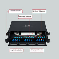 HAILE P2A-24S-SC Panel Patch 24-port 24-core 1U Rak Tarik Keluar Kotak Sambungan Pigtail Serat Optik Single Mode SC Dilengkapi Penuh