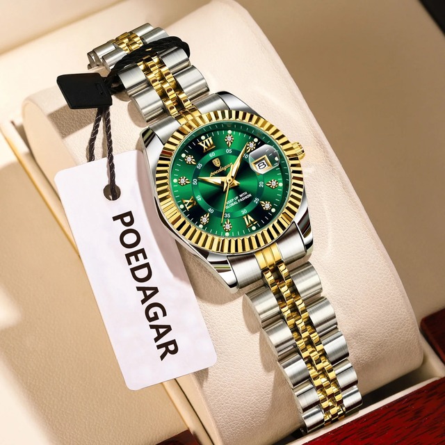 POEDAGAR 780 Women's Wristwatch Waterproof Luminous Date Quartz Ladies Watch Stainless Steel Fashion Casual Watches for Women