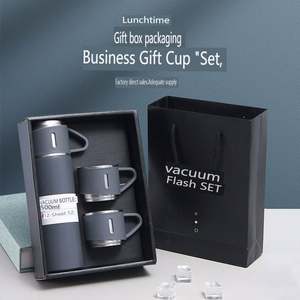 Set de Termo de 500 ml, Botella de Agua de Acero Inoxidable con Logotipo Personalizado Impreso, con 2 Tazas, Regalo Empresarial para Actividades Corporativas - Product Image 3