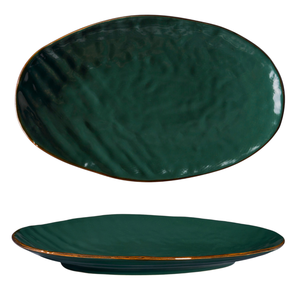 LÍNEA MEDITERRÁNEA - BANDEJA OVALADA DE GRES VERDE OSCURO 36X21CM A 5CM DE ALTURA - Product Image 1