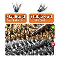 Extensions de cils DIY en grappe à auto-adhésion, vente en gros, cils œil de chat pré-collés, extensions de cils effet wispy, faux cils
