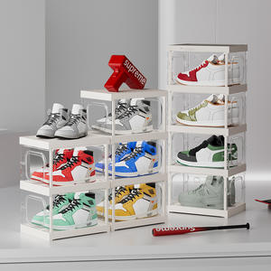 Transparent Shoe <b>Box</b> With Side Opening Foldable Stackable Storage Organizer For Bedroom Living Room Sneaker Cabinet <b>Pet</b> - Product Image 5