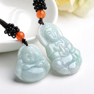 Pendentif Bouddha Guanyin en jadéite naturelle du Myanmar, style chinois, design original, cadeau avec certificat d'évaluation FG07/GY07 - Product Image 3