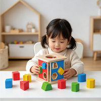 Juguete Educativo Montessori de Madera, Juguetes de Madera para Bebés, Caja de Clasificación de Formas para Niños