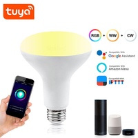 Ampoule LED intelligente à économie d'énergie Tuya WiFi, contrôle par application Tuya Smart Life, ampoule LED intelligente à tête plate, lumière naturelle