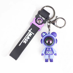 Zp-bán buôn vài phim hoạt hình gấu <span class=keywords><strong>Keychain</strong></span> mềm PVC Silicone Mặt dây chuyền kim loại tình yêu thiết kế vòng chìa khóa quà tặng cho bạn gái Túi ba lô - Product Image 3