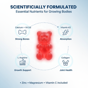 حلوى لتعزيز النمو مع الكالسيوم وفيتامين د3 وك2 وإل-أرجينين والكولاجين للأطفال والبالغين والمراهقين لتقوية العظام - Product Image 3