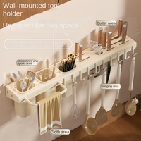 Organisateur de cuisine en métal multifonctionnel pour la maison, support de rangement mural sans perçage pour baguettes et couteaux, design moderne
