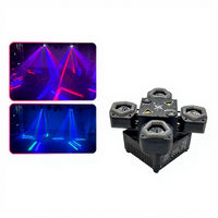 Mini projecteur de scène à 4 bras mobiles 80W, faisceau laser RGBW, bande lumineuse stroboscopique rouge vert, activé par le son, DMX512, pour KTV, bar, discothèque, fête