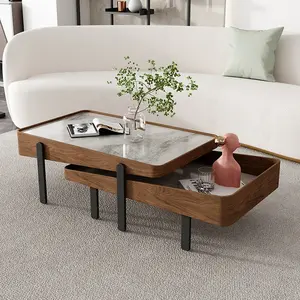 Modern sehpa oturma odası mobilya Nordic Metal masa bas Modern mermer lüks kahve masası