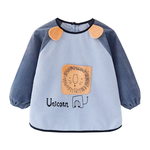 Vente en gros d'usine/OEM robes de bébé enfants mangeant bavoir imperméable anti-salissure automne et hiver à manches longues bavoir motif de dessin animé - Product Image 5