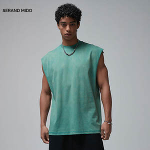 Débardeurs sans manches délavés à l'acide pour hommes, chemises athlétiques musculaires avec logo personnalisé 100% coton, pour la mode et le fitness, vente en gros - Product Image 4