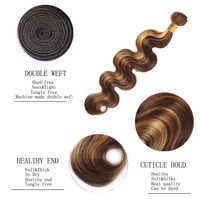 Paket Gelombang Tubuh Ombre Menyorot Rambut Manusia Menenun Bundel Rambut Perawan Rambut Manusia Remy Pakan P4/27 # Warna Coklat dan Pirang