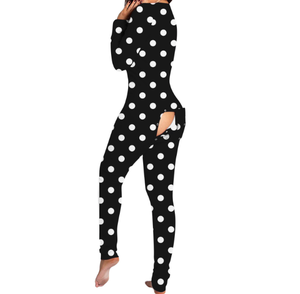 Pantalón largo estampado completo y manga larga vacaciones Navidad ropa <span class=keywords><strong>de</strong></span> dormir Navidad Onesie pijamas con solapa en el trasero para mujer - Product Image 3