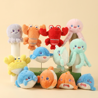 Vente en gros de mini-jouets en peluche animaux marins de 10 cm, poulpe, poisson, méduse, baleine, porte-clés et décorations de sac, cadeau promotionnel