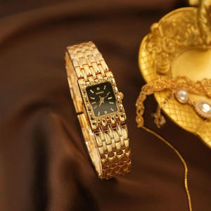 360 /seno สร้อยข้อมือสี่เหลี่ยมสไตล์วินเทจแฟชั่นทองเรียบง่ายย้อนยุคนาฬิกายาวของผู้หญิง - Product Image 1