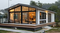 Véranda mobile à toit rétractable 4 saisons, structure en aluminium, maison en verre pour les entreprises de restauration