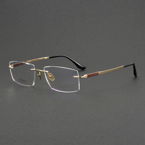 H2378サンダルウッド無縁眼鏡光学フレーム純粋なチタン眼鏡フレーム男性用プレミアムメガネ - Product Image 2