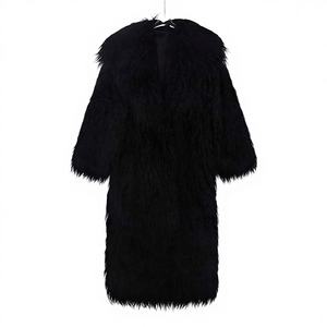 <span class=keywords><strong>Abrigo</strong></span> de Invierno Personalizable para <span class=keywords><strong>Mujer</strong></span>, Tejido con Pelo Sintético de Caballo, Cuello en V, Grueso, Casual, con un Solo Botón, Largo, de Poliéster Antiencogimiento - Product Image 1