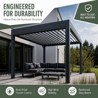 Pergola en aluminium motorisée et étanche avec gouttière, personnalisée pour jardin, terrasse, patio, espace de loisirs