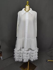 <span class=keywords><strong>Robe</strong></span> longue Miyaki d'été élégante de haute qualité pour femmes, style plissé uni, col tailleur, élastique, pour femmes distinguées - Product Image 3