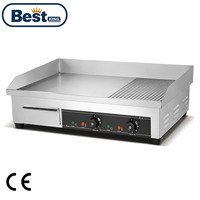 Plaque de cuisson électrique en acier inoxydable pour comptoir, gril plat commercial pour restaurant de restauration rapide