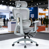 Chaise ergonomique multifonction à dossier en maille, repose-pieds extensible, accoudoirs rembourrés 3 directions, pour bureau, étude, jeux et repos