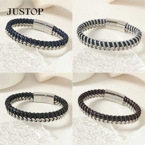 Venta al por mayor de pulseras de hilo de acero inoxidable chapado en oro de 18 quilates joyería personalizada para hombres con logotipo grabado casillero magnético regalo de moda - Product Image 5