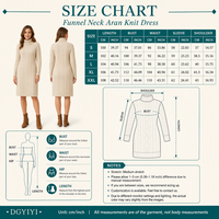 Robe en tricot de coton premium opaque 320 GSM, col cheminée, style Aran, douce et confortable, manches longues, longueur genou, pour femme, avec logo personnalisé OEM