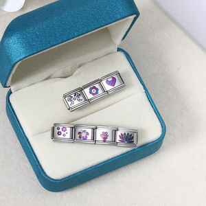 Modular <b>Bracelet</b> Titanium Steel <b>Flower</b> Pattern Cube Design Unisex Gift Jewelry - Product Image 1